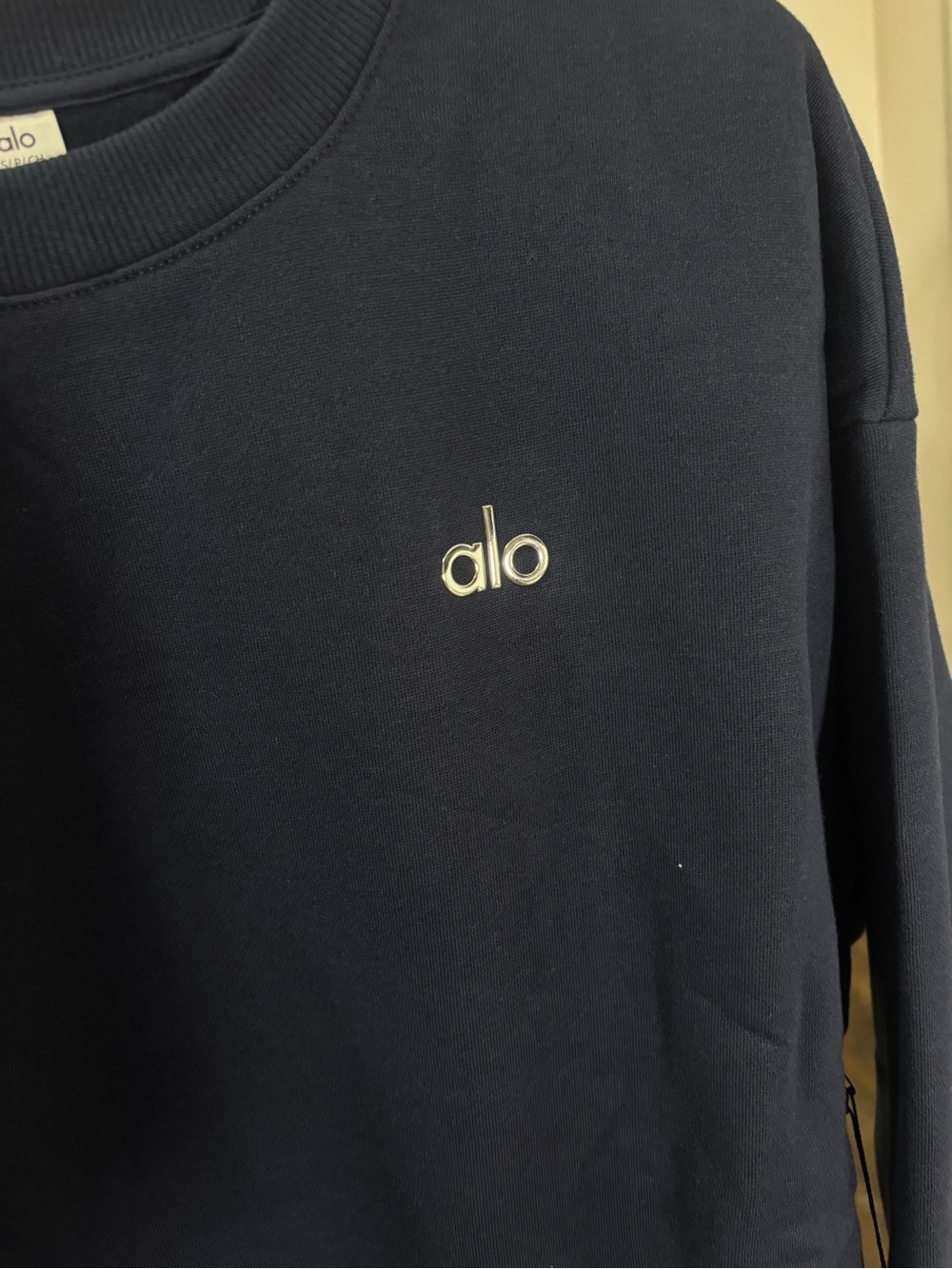 ALO Yoga Women's Deep Navy Relaxed Crewneck Sweatshirt - Picture 3 of 5